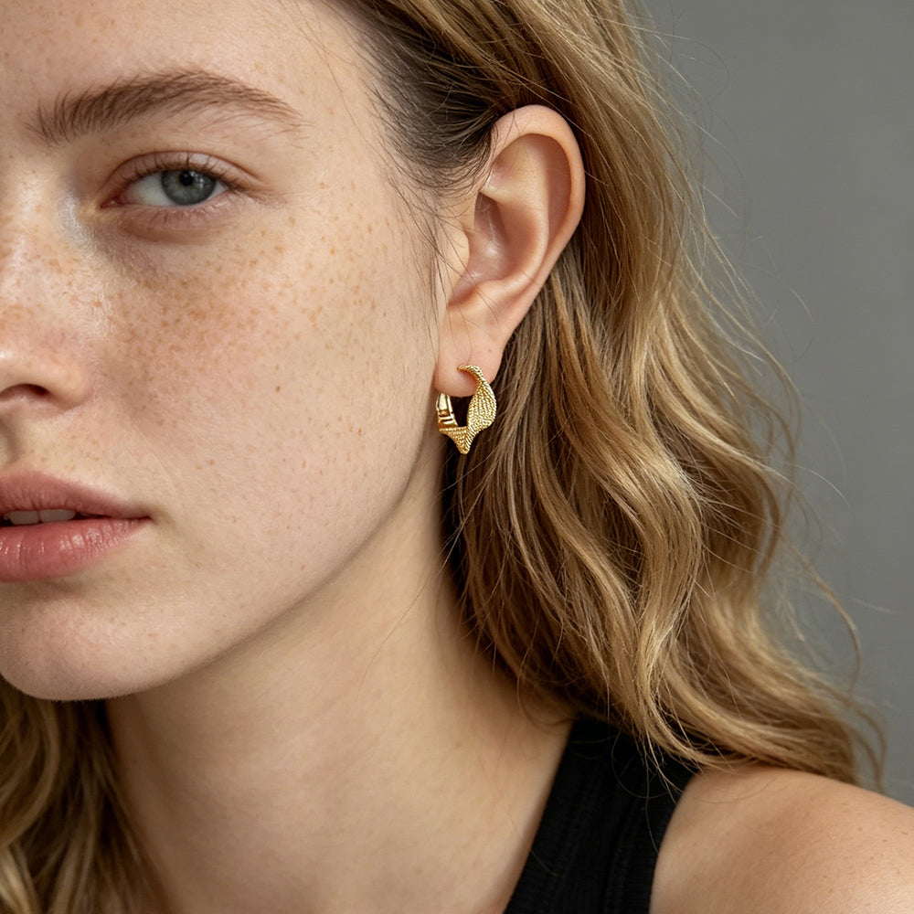 Textured Tail Hoop Earrings