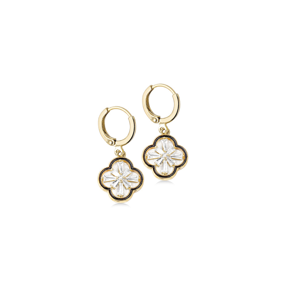 Floral Drop Hoop Earrings
