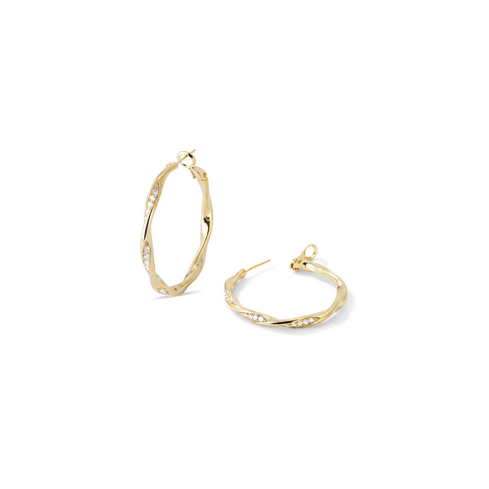 Twisted Wave Pave Hoop Earrings