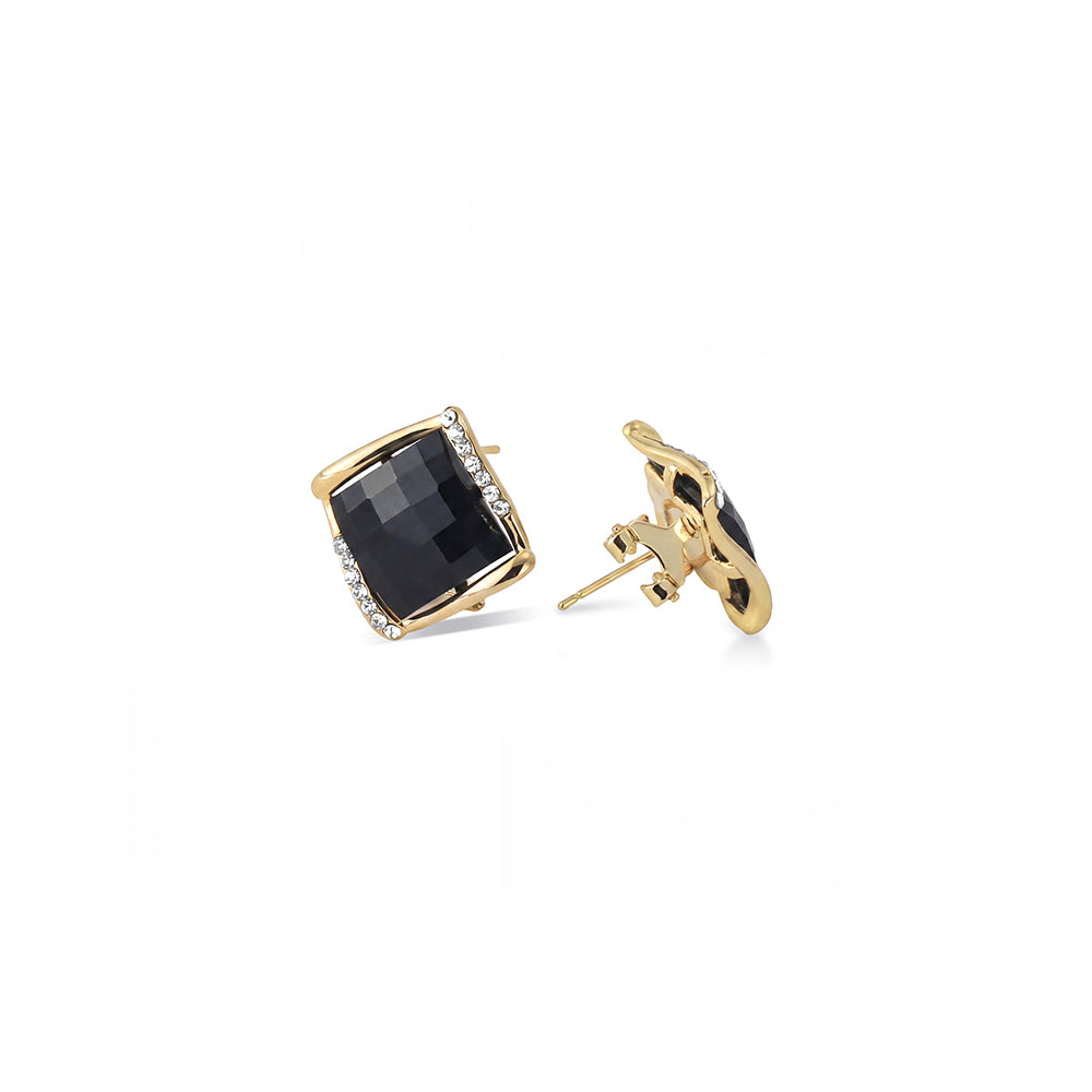 Midnight Black Square Stud Earrings