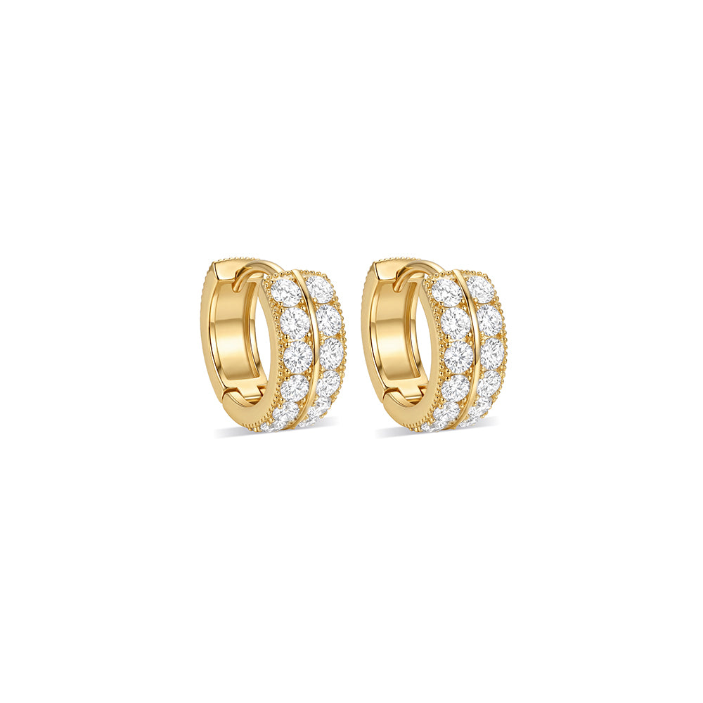 Double Row Pave Crystal Mini Hoop Earrings