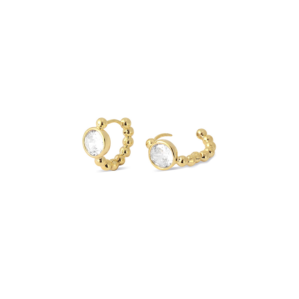 Beaded Solitaire C-Hoop Earrings