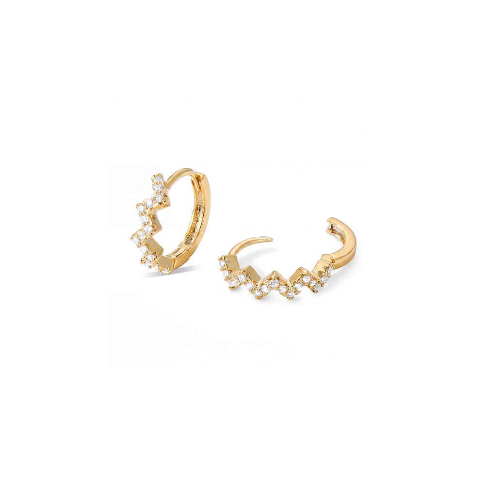 Zig-Zag Pave Huggie Hoop Earrings
