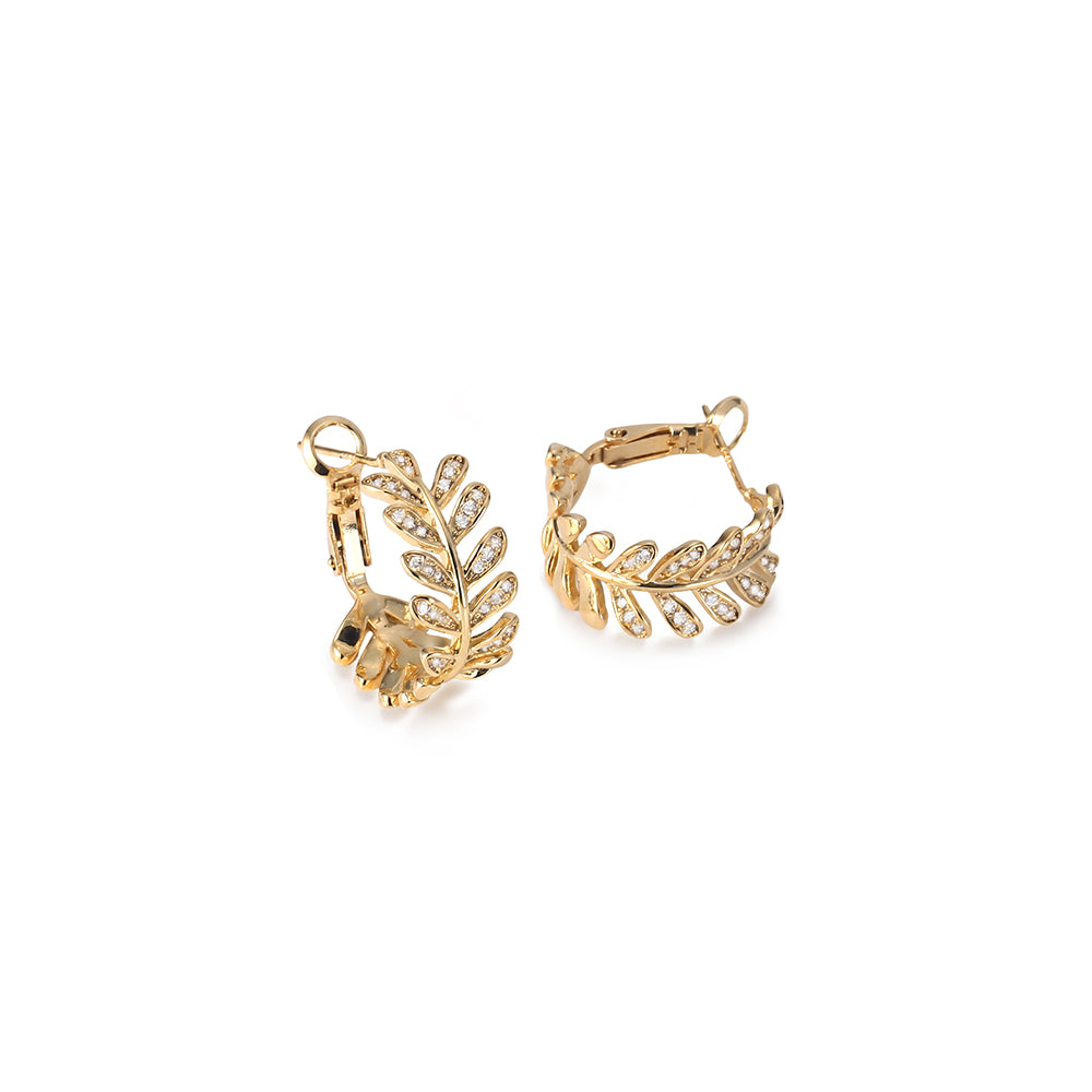 Olive Branch Crystal Hoop Earrings