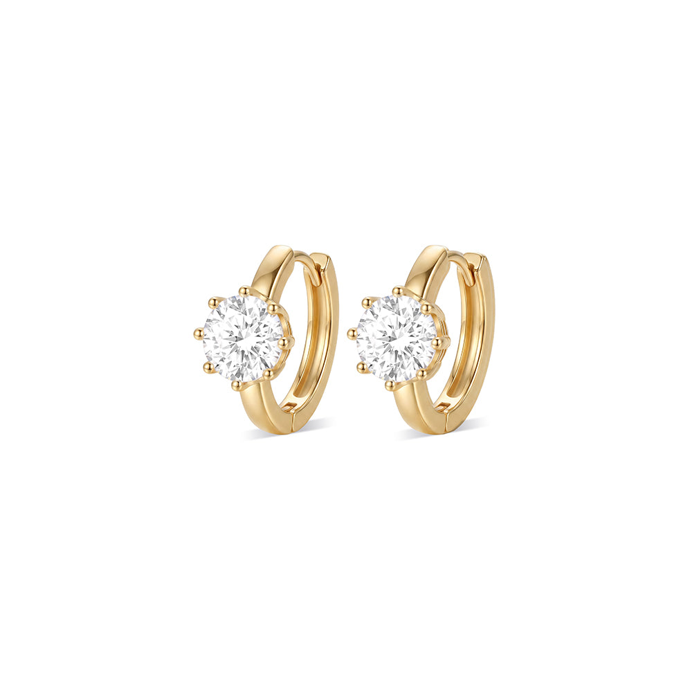 Solitaire Crystal Huggie Earrings