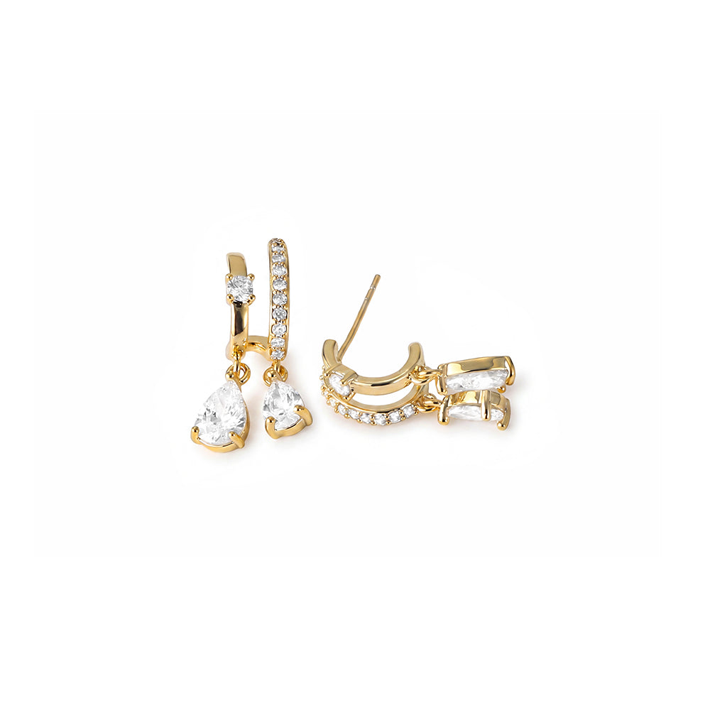 Teardrop Double Drop Crystal Earrings