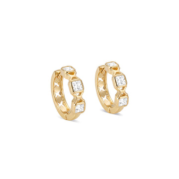 Minimal Square Crystal Hoop Earrings