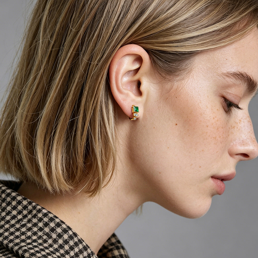 Emerald Green Color Mood Stud Earrings | Delicate Fashion Jewelry for Women