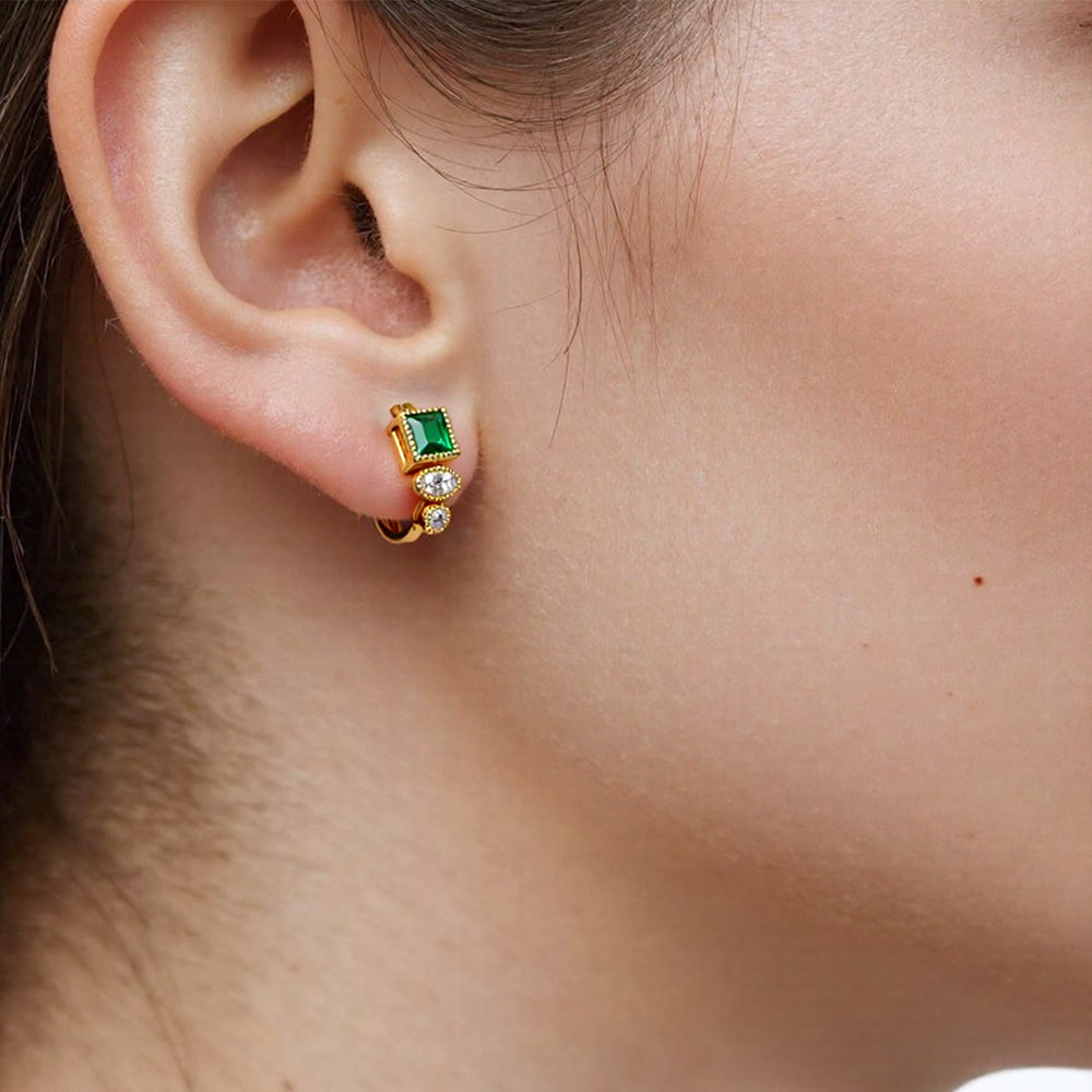Emerald Green Color Mood Stud Earrings | Delicate Fashion Jewelry for Women