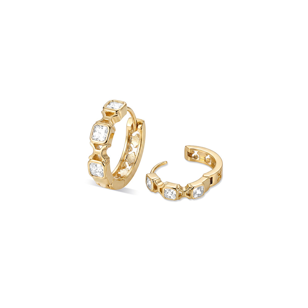 Minimal Square Crystal Hoop Earrings
