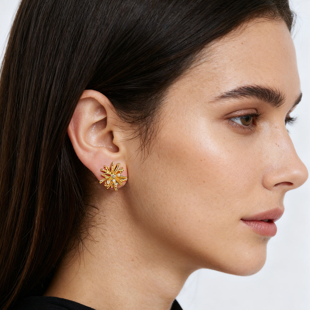 Golden Bloom Stud Earrings