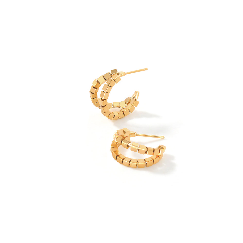 Double Loop Stud Earrings