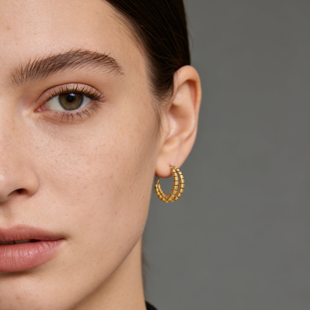 Double Loop Stud Earrings