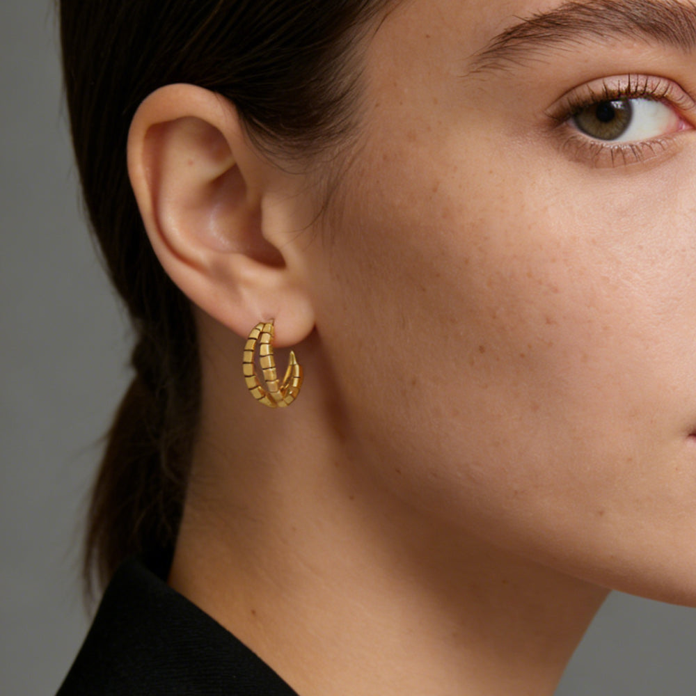 Double Loop Stud Earrings