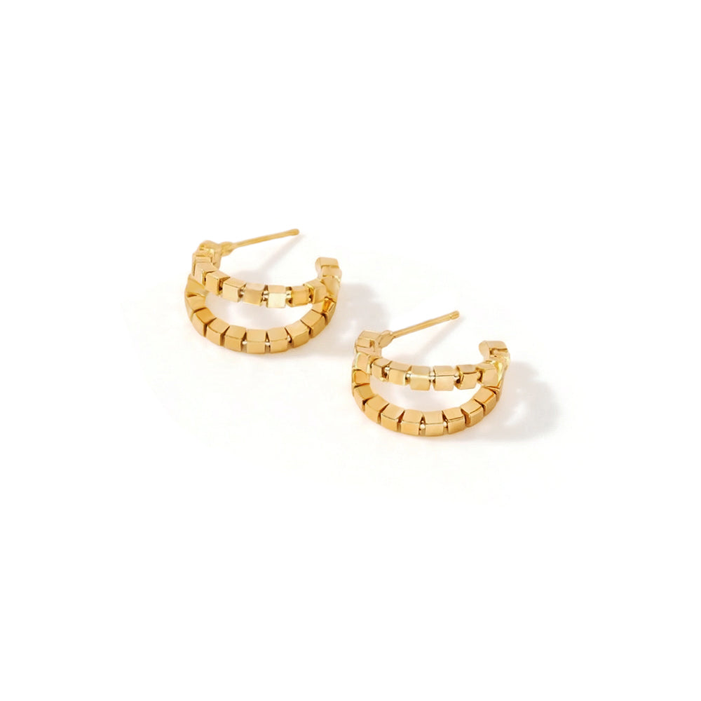 Double Loop Stud Earrings