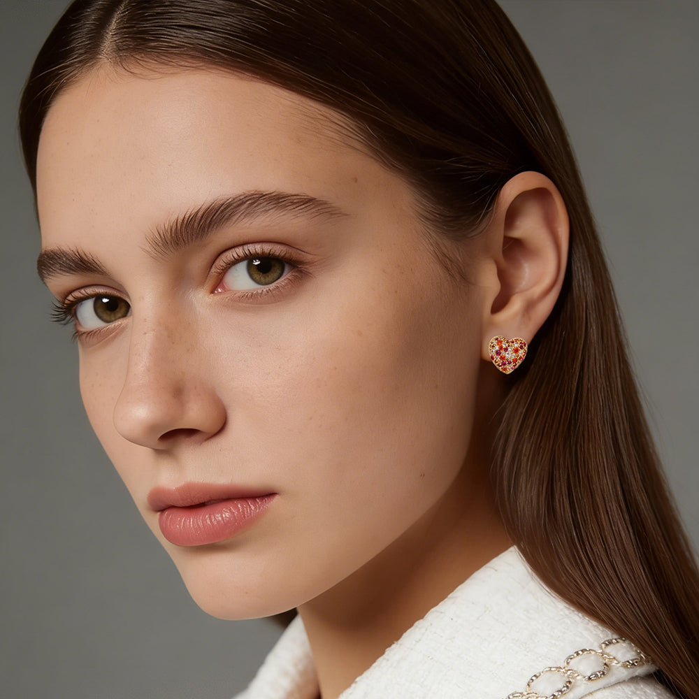 Color CZ Heart Earrings