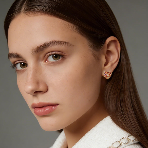 Color CZ Heart Earrings