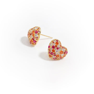Color CZ Heart Earrings