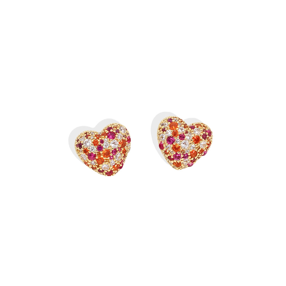 Color CZ Heart Earrings