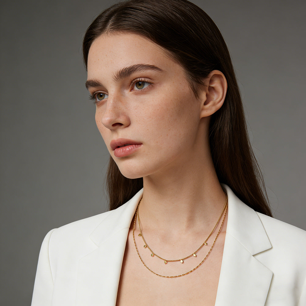 Layered Geo Pendant Necklace