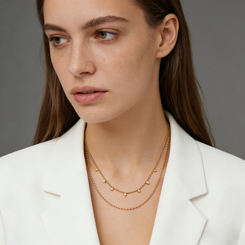 Layered Geo Pendant Necklace