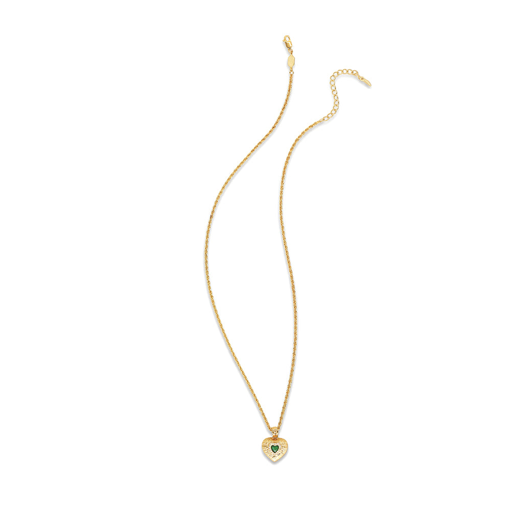 Emerald Green Color Heart Pendant Necklace | Dainty Love Charm Jewelry for Women