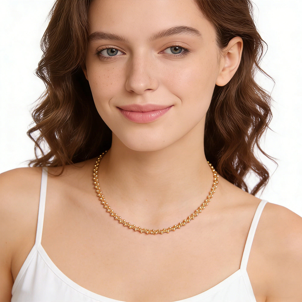 Golden Beaded Choker Necklace