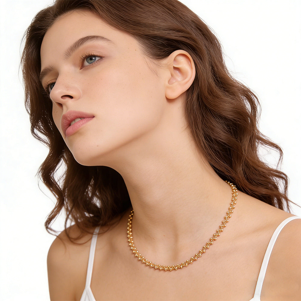 Golden Beaded Choker Necklace
