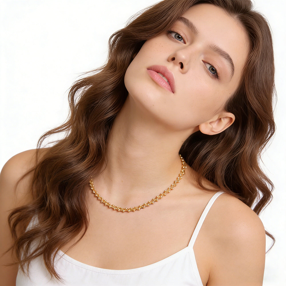 Golden Beaded Choker Necklace