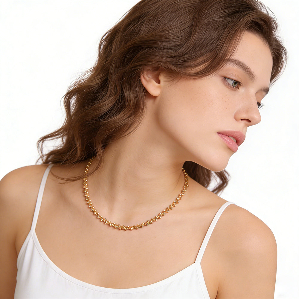 Golden Beaded Choker Necklace