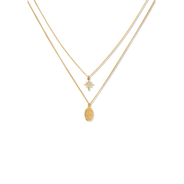 Star & Engraved Layered Necklace