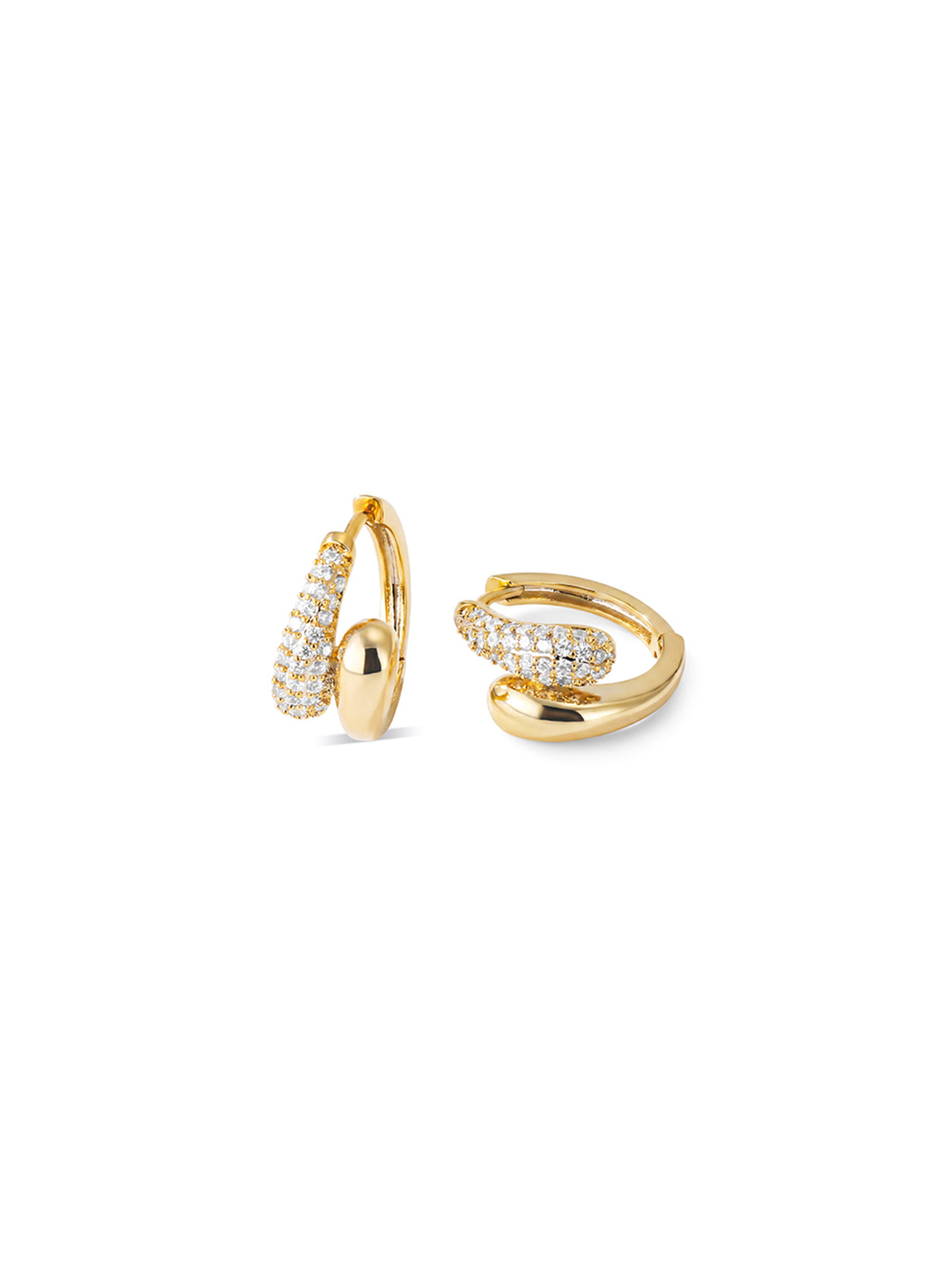 Asymmetrical Pave C-Hoop Earrings
