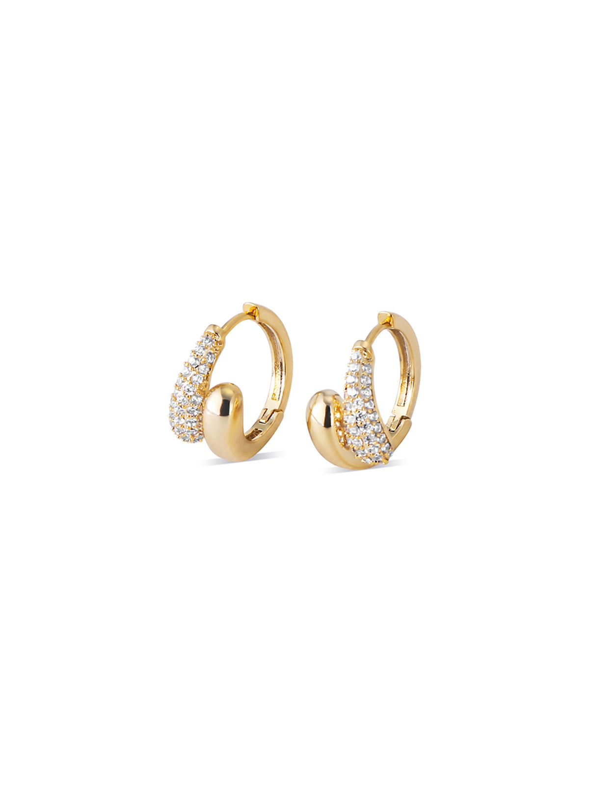 Asymmetrical Pave C-Hoop Earrings