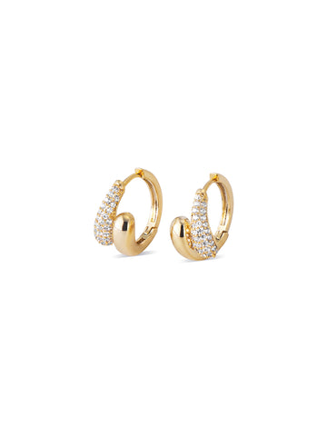 Asymmetrical Pave C-Hoop Earrings