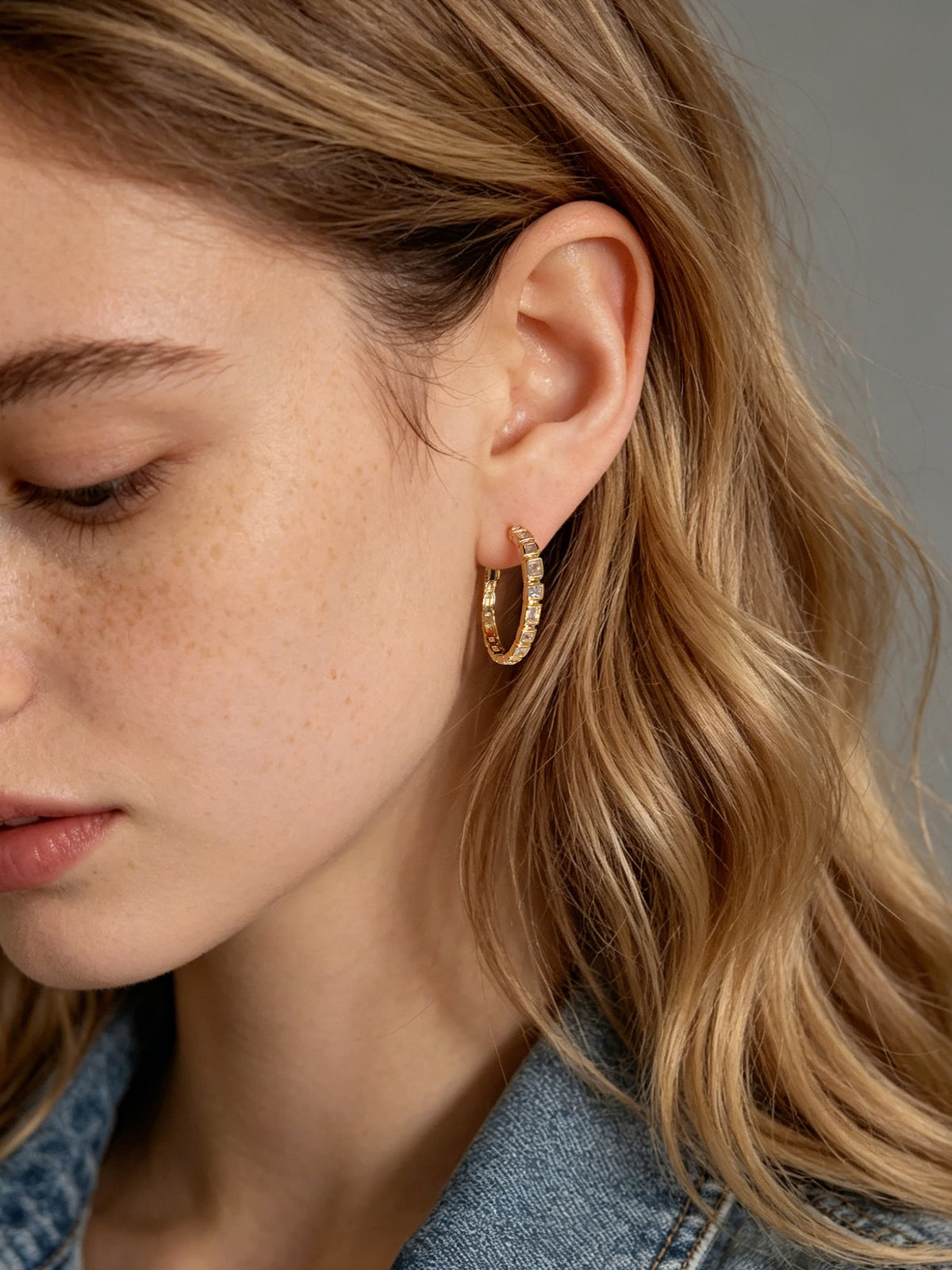 Baguette CZ Hoop Earrings