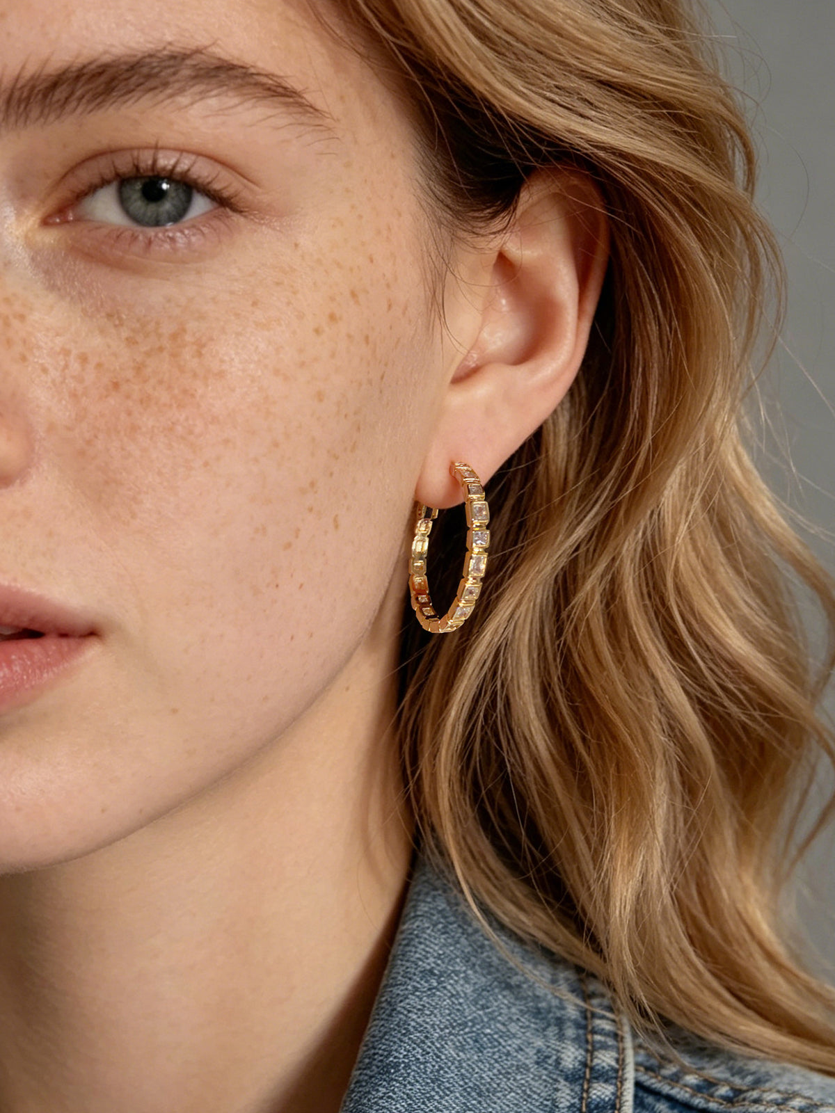 Baguette CZ Hoop Earrings