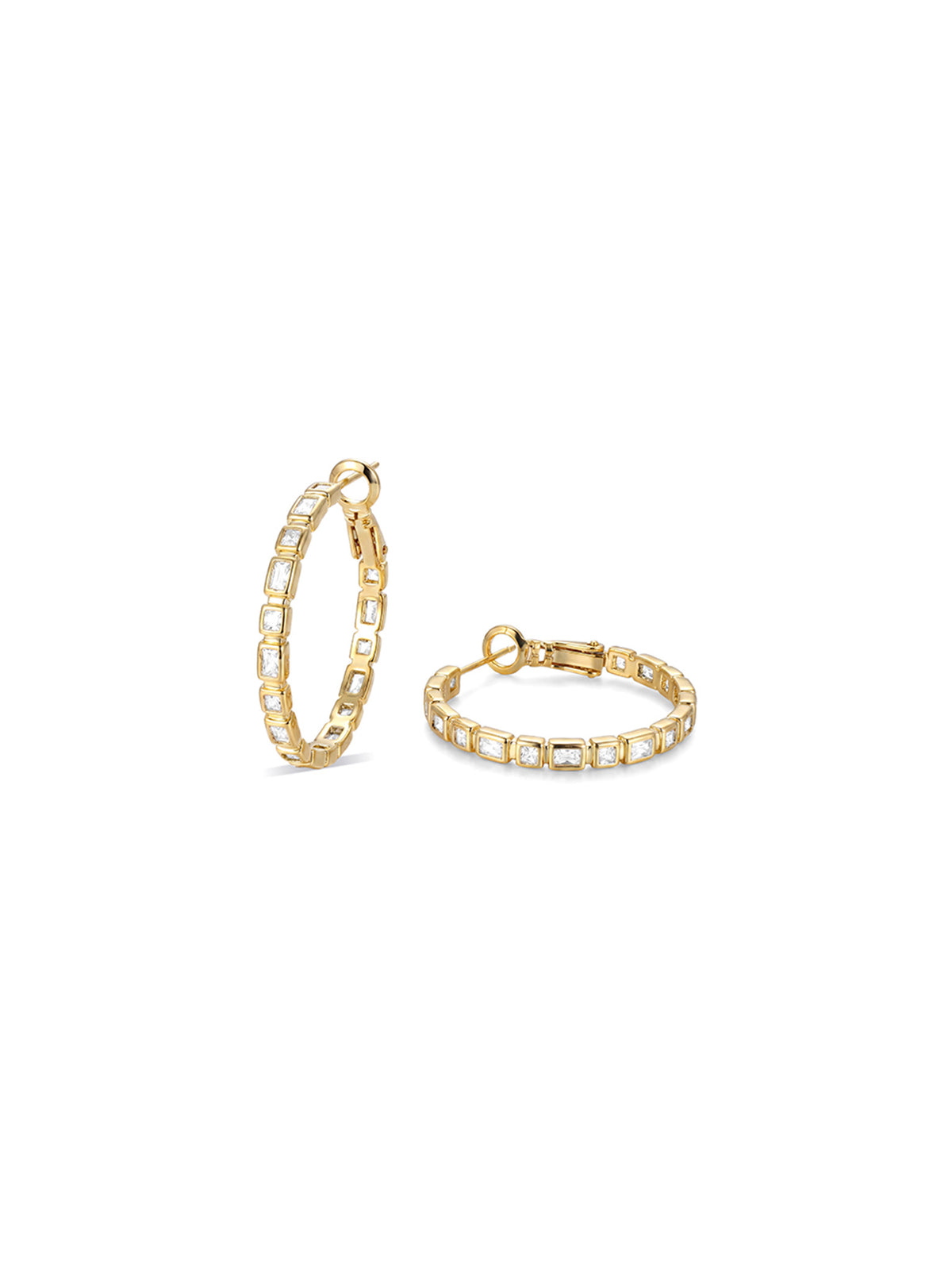 Baguette CZ Hoop Earrings