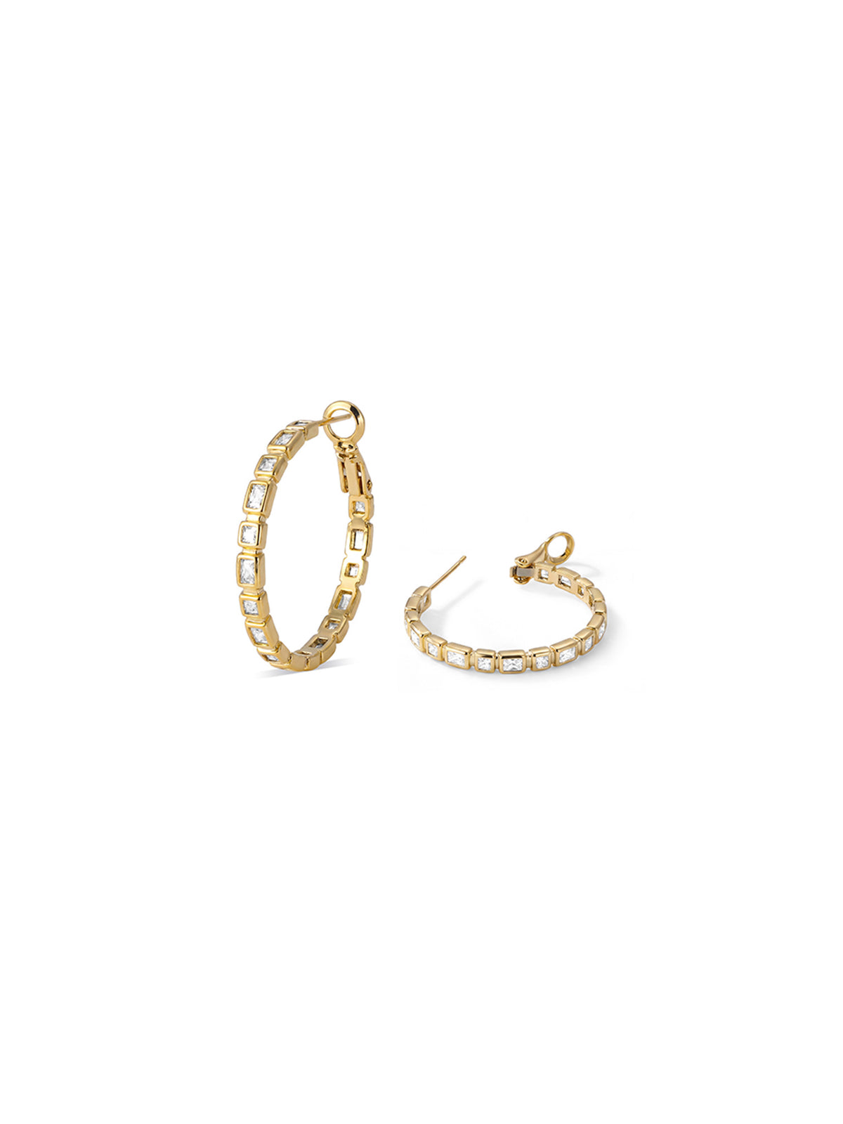 Baguette CZ Hoop Earrings