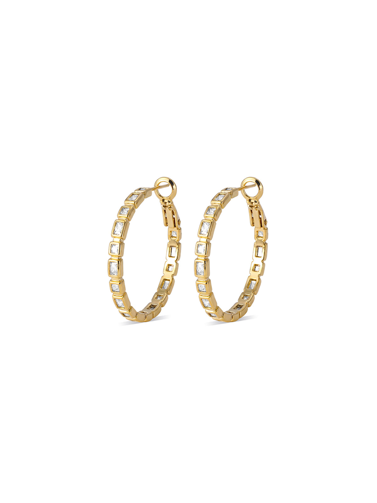 Baguette CZ Hoop Earrings