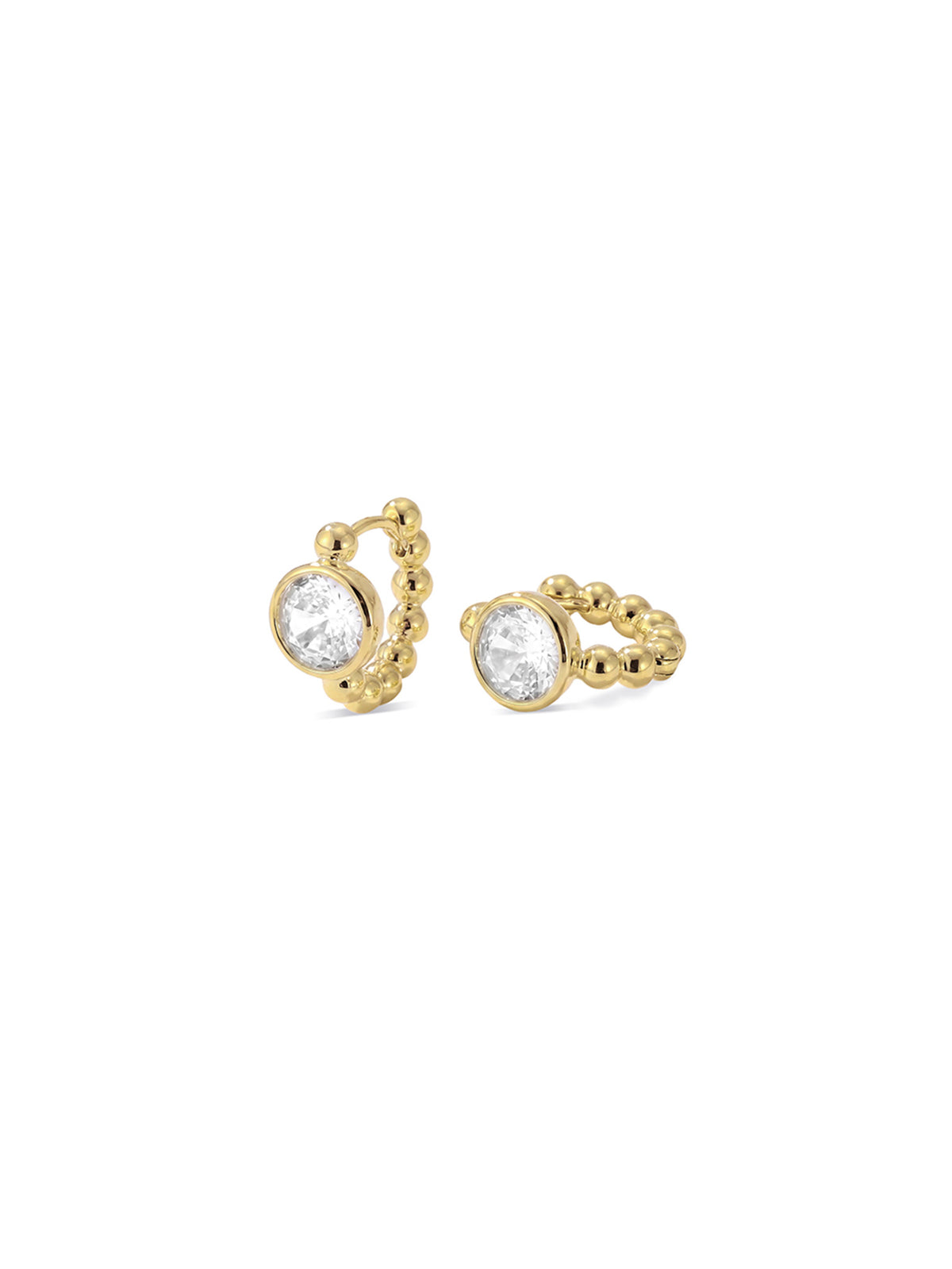 Beaded Solitaire C-Hoop Earrings