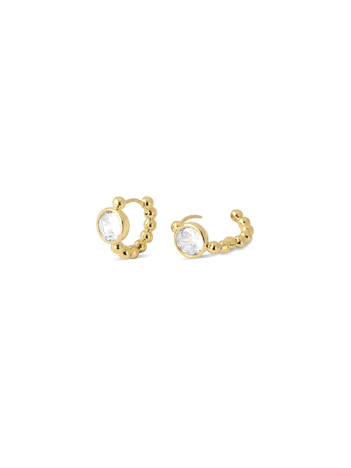 Beaded Solitaire C-Hoop Earrings