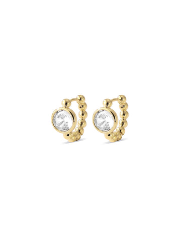 Beaded Solitaire C-Hoop Earrings