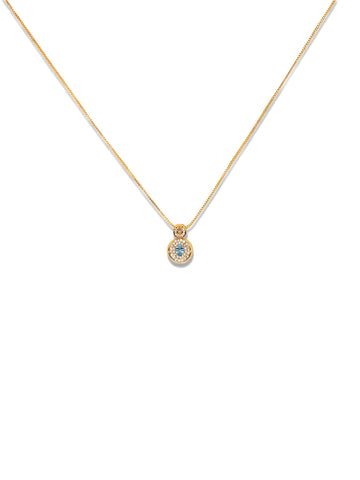 Bright Free Sky Necklace in gold, on a white background, pendant close-up