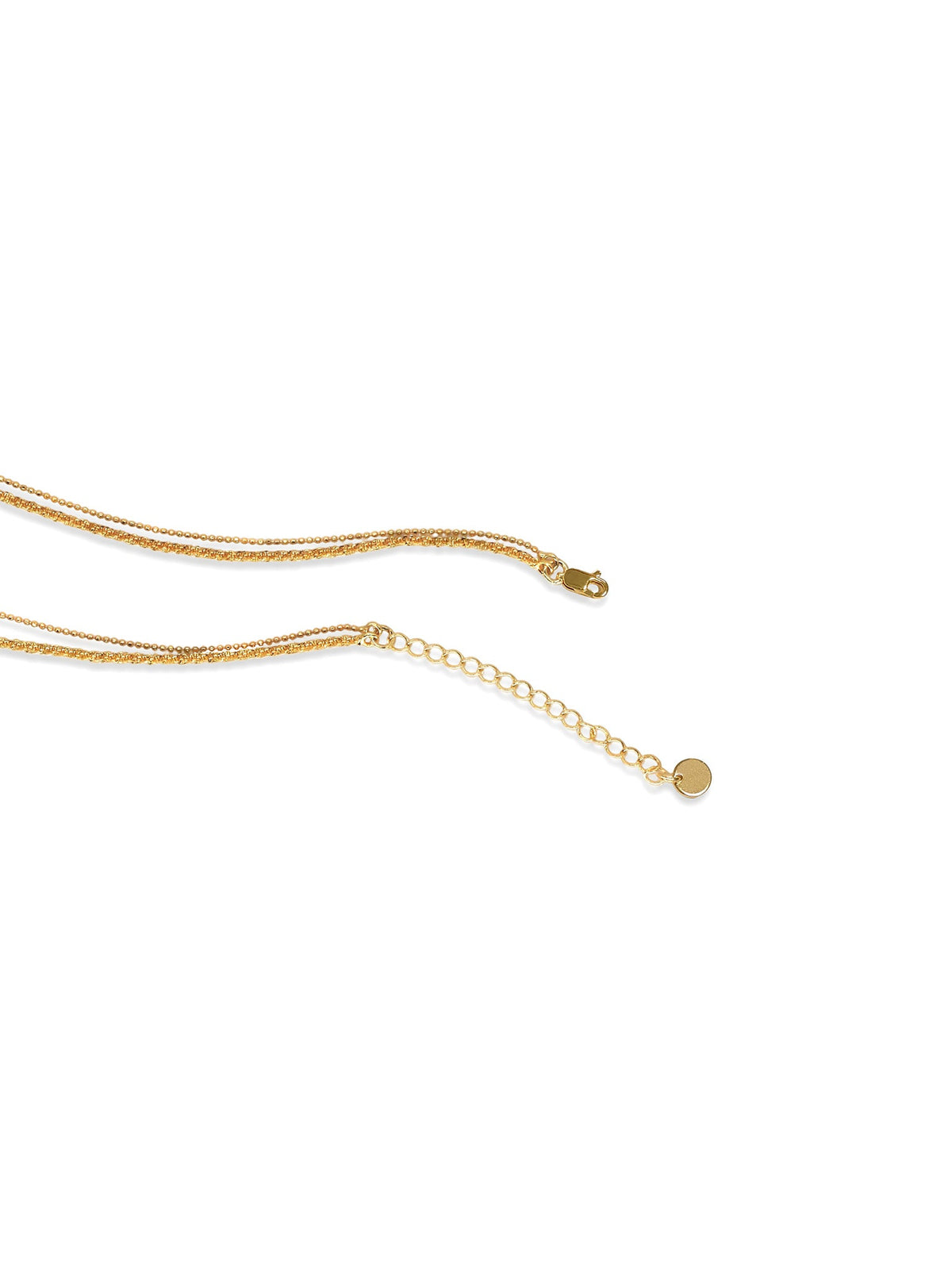Double-Layered Choker Necklace in gold, on a white background, clasp and extender detail