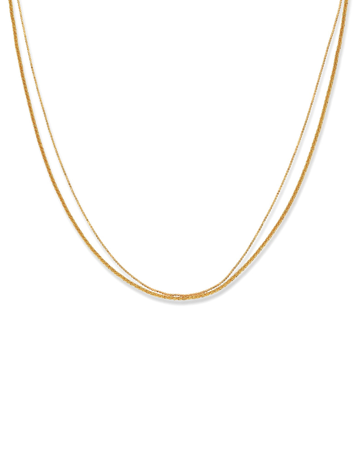 Double-Layered Choker Necklace in gold, on a white background, front view