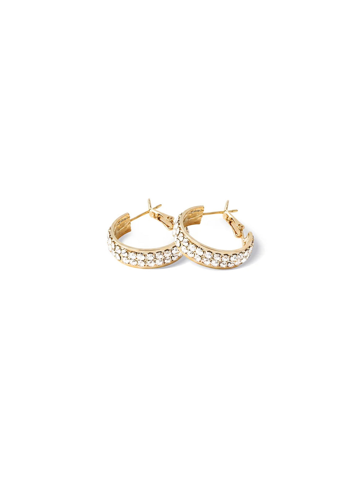 Double Row Pave C-Hoop Earrings