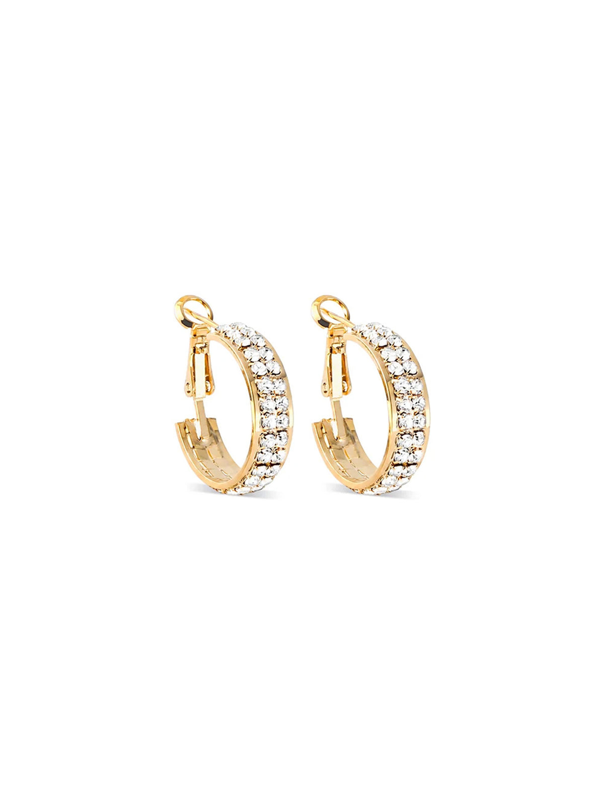 Double Row Pave C-Hoop Earrings