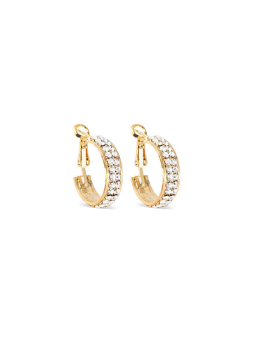 Double Row Pave C-Hoop Earrings