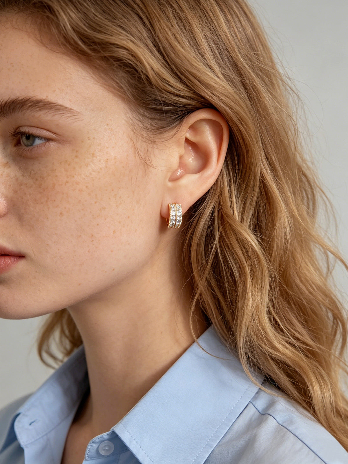 Double Row Pave Crystal Mini Hoop Earrings
