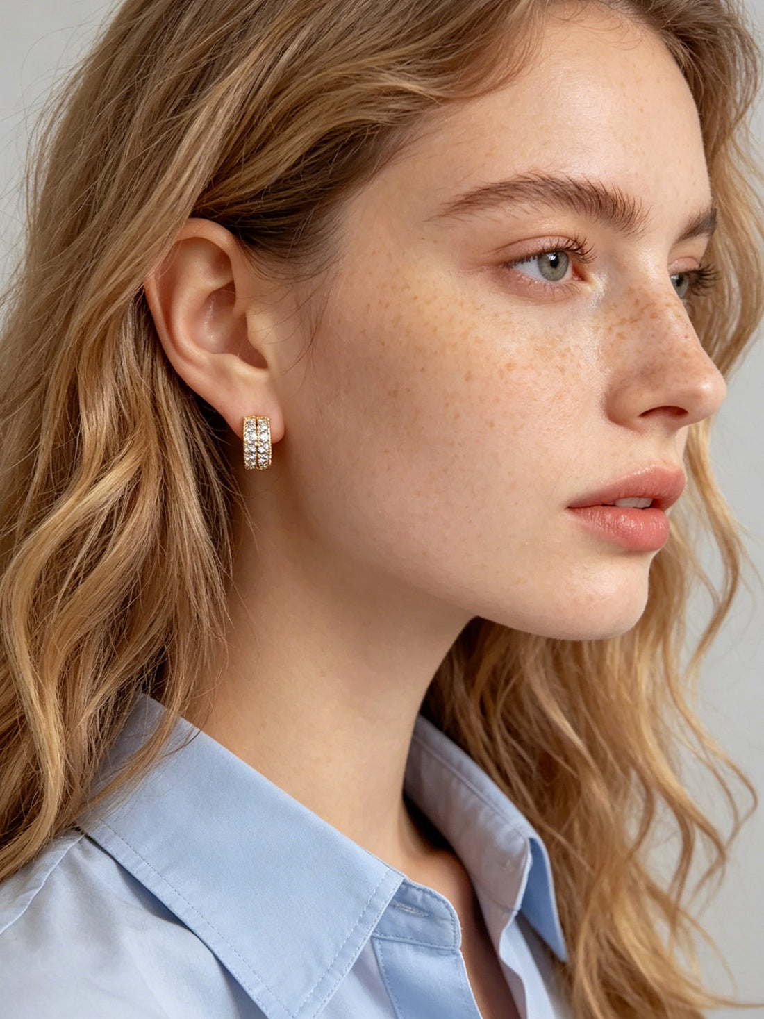 Double Row Pave Crystal Mini Hoop Earrings